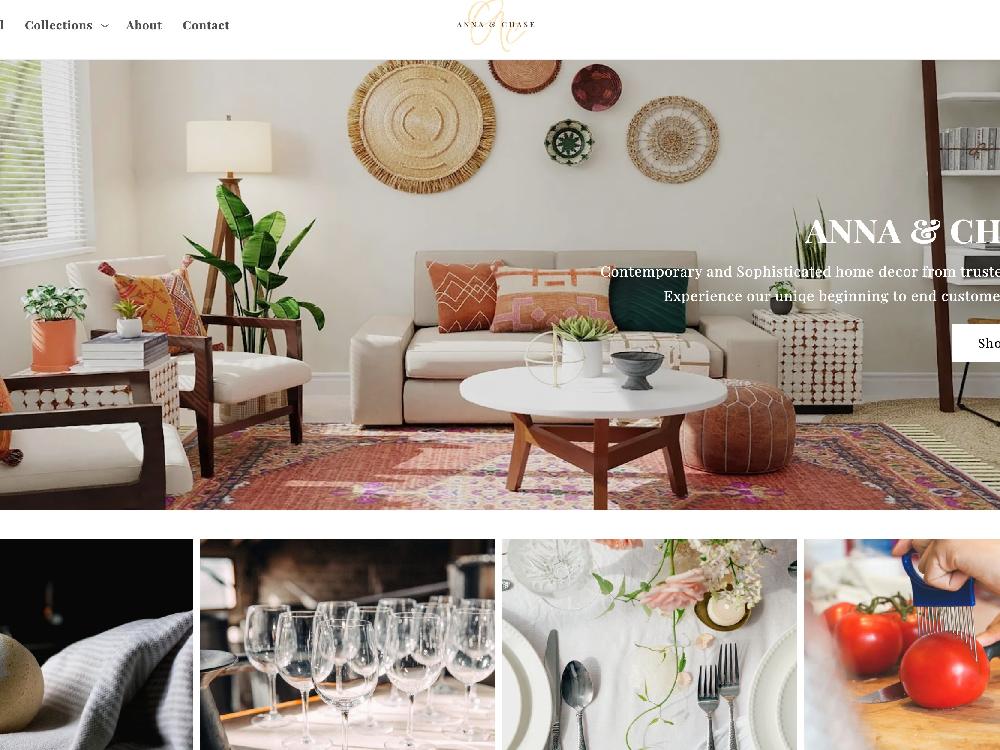 Anna & Chase home decor store homepage